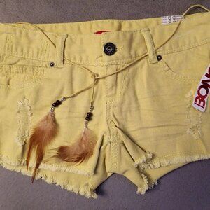 Bongo Vintage Denim Distressed Micro Shorts Size 3 Lime Green NWT